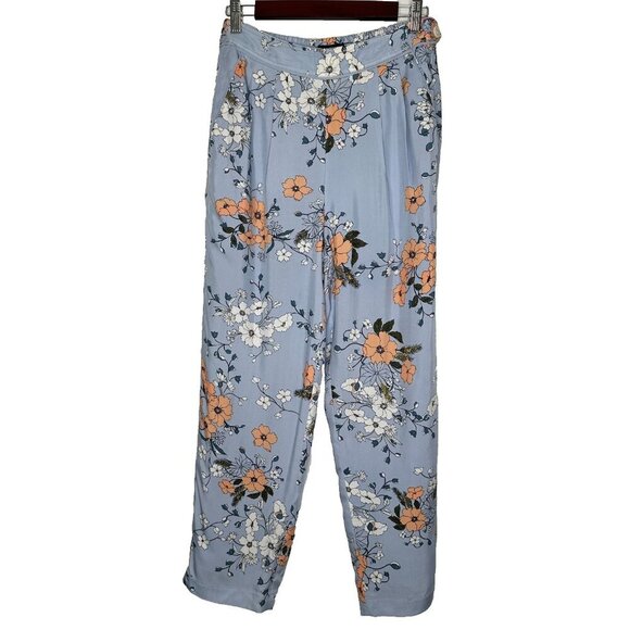 J Crew High Rise Crop Pants Size 2 In Garden Floral Light Blue - Picture 1 of 13